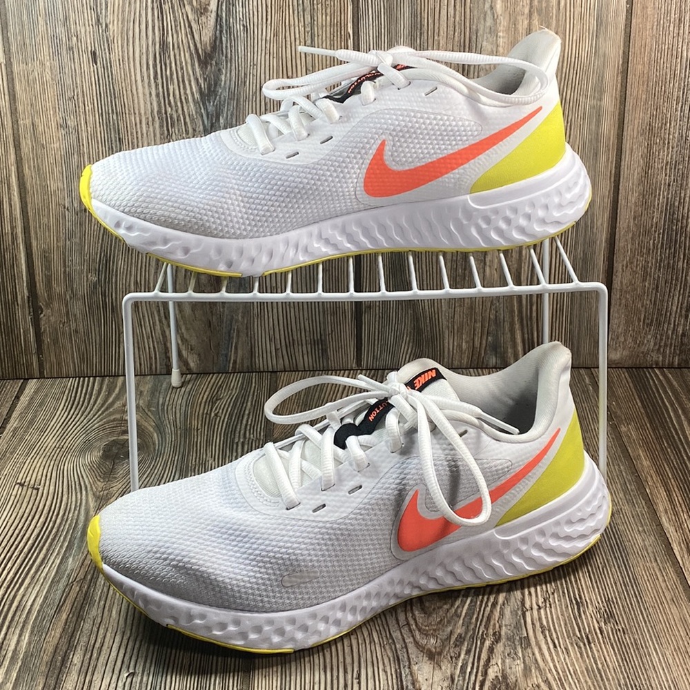 Nike Revolution 5 Women's Size 9.5 White Yellow and Orange Sneakers